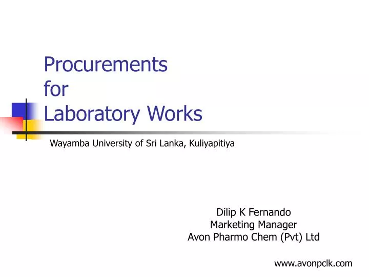 procurements for laboratory works