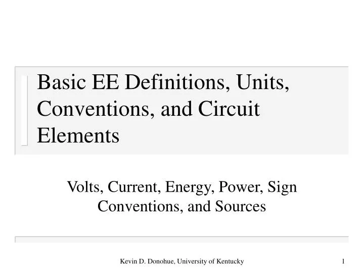 basic ee definitions units conventions and circuit elements