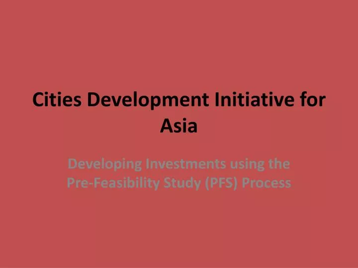 cities development initiative for asia