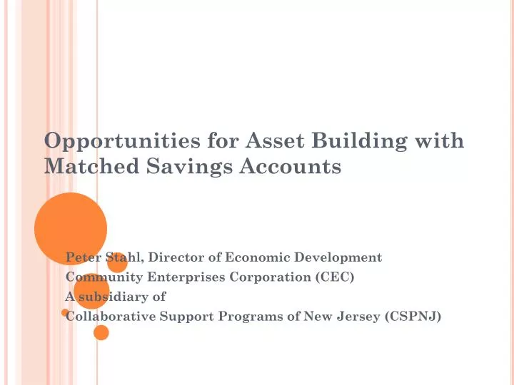 opportunities for asset building with matched savings accounts