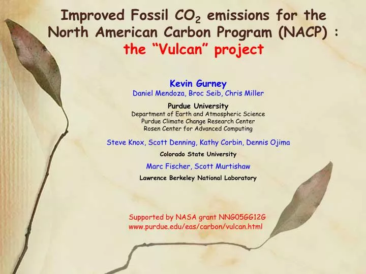 improved fossil co 2 emissions for the north american carbon program nacp the vulcan project