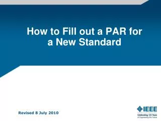 How to Fill out a PAR for a New Standard