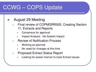 CCWG – COPS Update