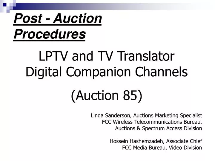 post auction procedures