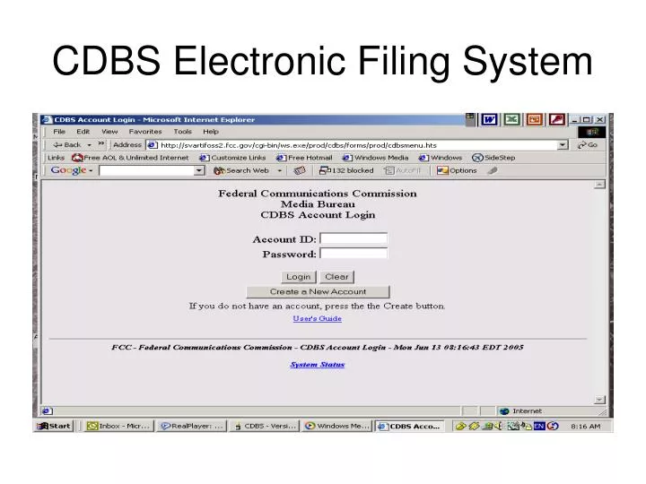 cdbs electronic filing system