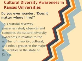 Cultural Diversity Awareness in Kansas Universities