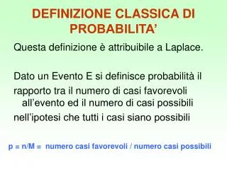 definizione classica di probabilita