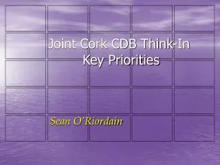 Joint Cork CDB Think-In Key Priorities
