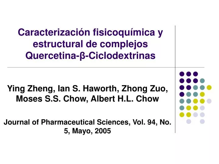 caracterizaci n fisicoqu mica y estructural de complejos quercetina ciclodextrinas