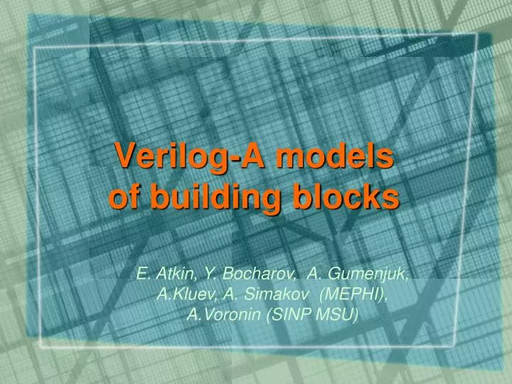 verilog a models of building blocks