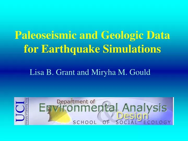 paleoseismic and geologic data for earthquake simulations