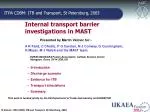 Investigations of Internal Transport Barriers in MAST: Insights from St. Petersburg 2003 - slide 1