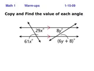 Math 1 	Warm-ups			 1-15-09