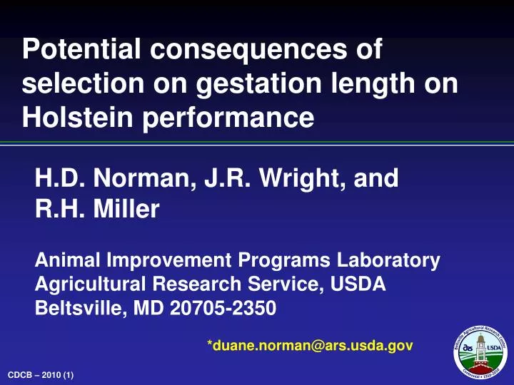 potential consequences of selection on gestation length on holstein performance