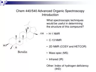 Chem 440/540 Advanced Organic Spectroscopy Introduction