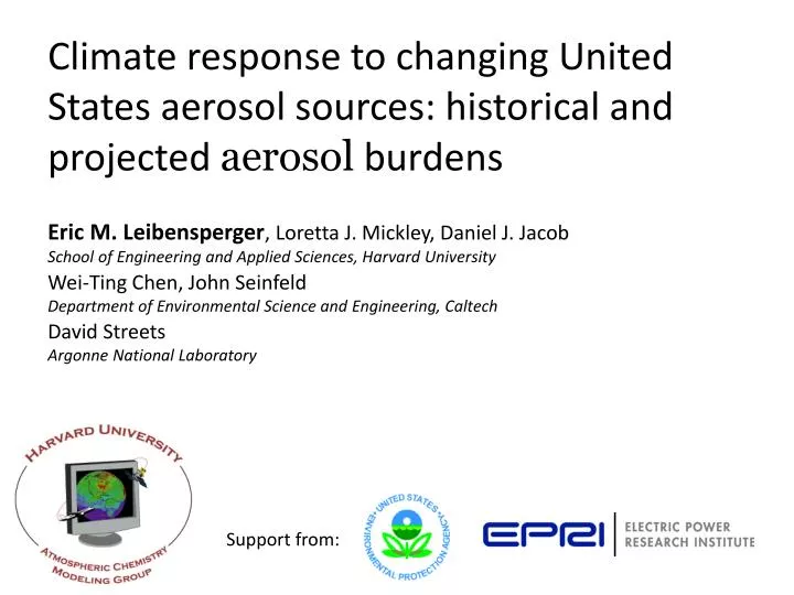 climate response to changing united states aerosol sources historical and projected aerosol burdens