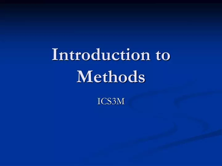 introduction to methods