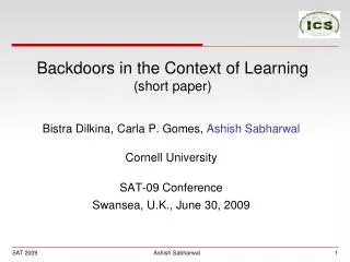 Backdoors in the Context of Learning (short paper)
