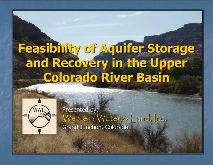 feasibility of aquifer storage and recovery in the upper colorado river basin