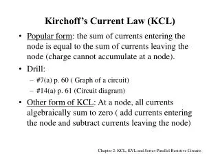 Kirchoff’s Current Law (KCL)