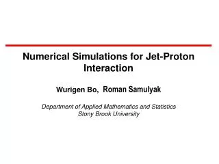 Numerical Simulations for Jet-Proton Interaction Wurigen Bo, Roman Samulyak