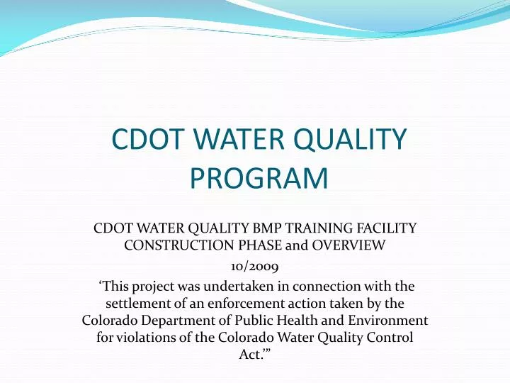 cdot water quality program