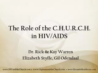 The Role of the C.H.U.R.C.H. in HIV/AIDS