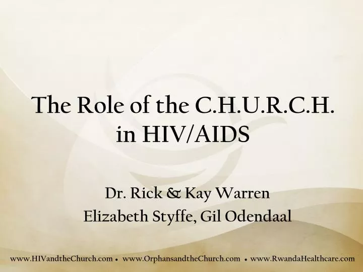 the role of the c h u r c h in hiv aids