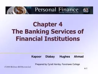 Chapter 4 The Banking Services of Financial Institutions