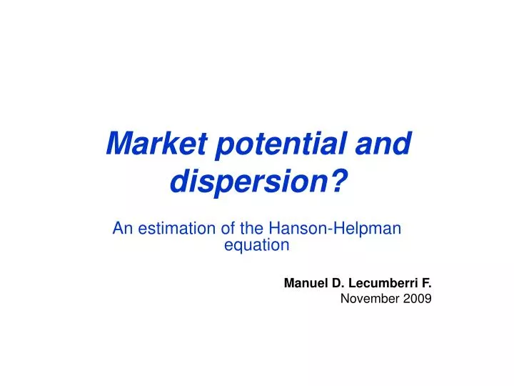 market potential and dispersion