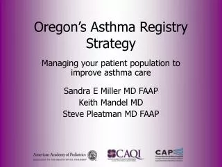 Oregon’s Asthma Registry Strategy