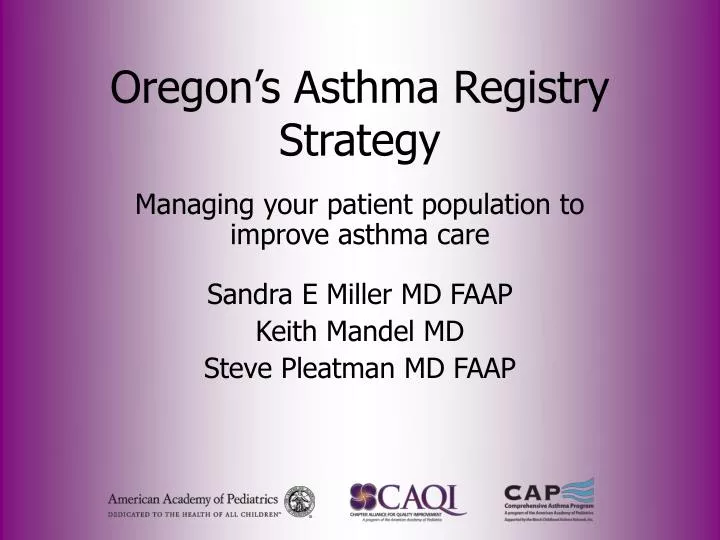 oregon s asthma registry strategy