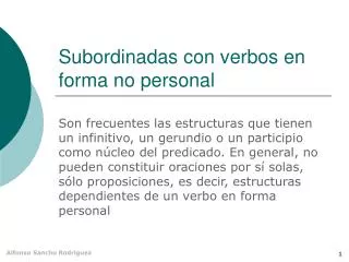 subordinadas con verbos en forma no personal