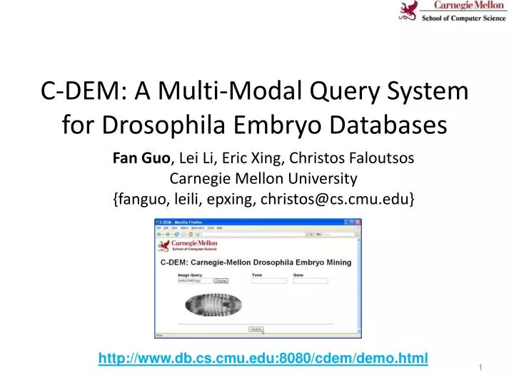 c dem a multi modal query system for drosophila embryo databases