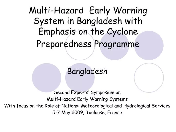multi hazard early warning system in bangladesh with emphasis on the cyclone preparedness programme