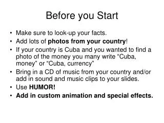 Before you Start