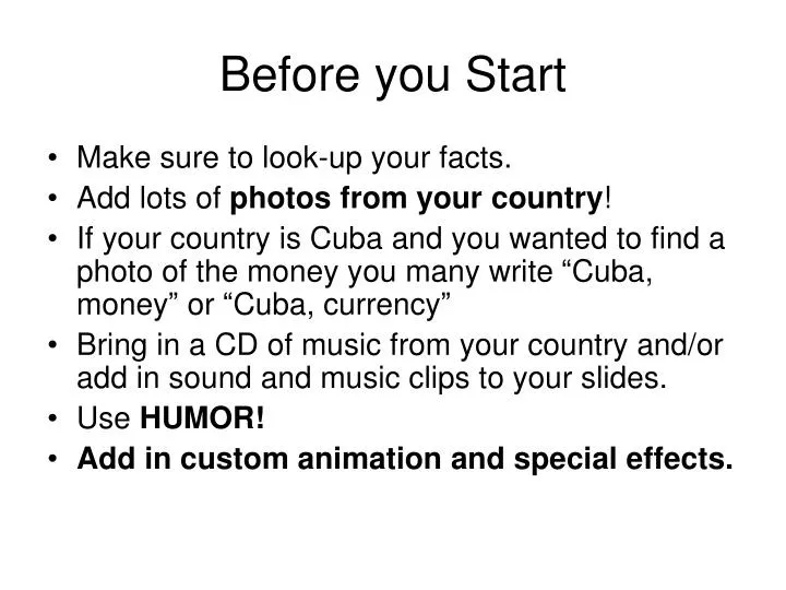 before you start
