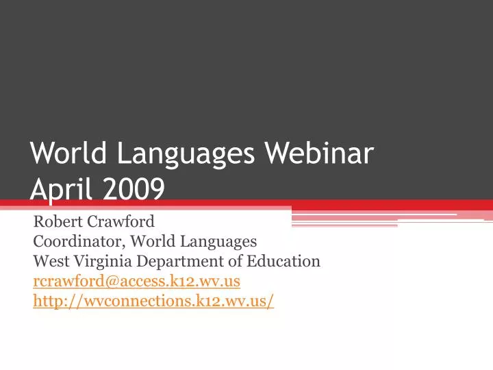 world languages webinar april 2009
