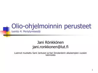 olio ohjelmoinnin perusteet luento 4 periytymisest