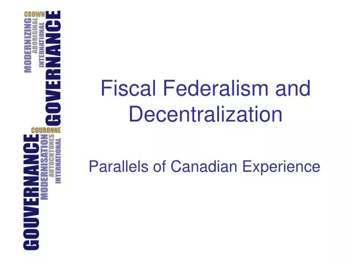 fiscal federalism and decentralization