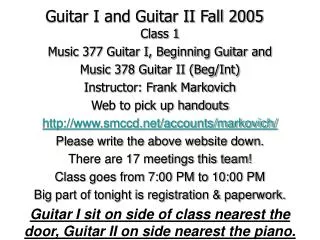 Guitar I and Guitar II Fall 2005