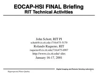 EOCAP-HSI FINAL Briefing RIT Technical Activities