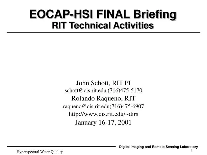 eocap hsi final briefing rit technical activities