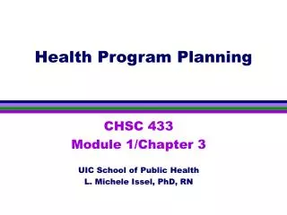 Health Program Planning