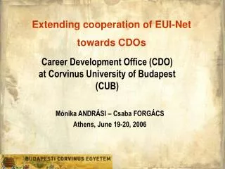 Career Development Office (CDO) at Corvinus University of Budapest (CUB)
