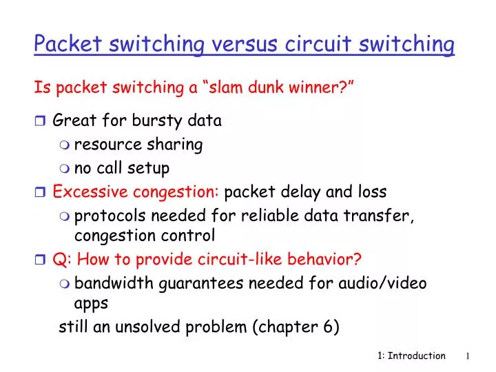 packet switching versus circuit switching