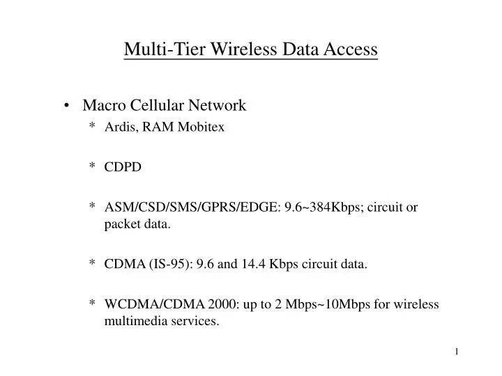 multi tier wireless data access
