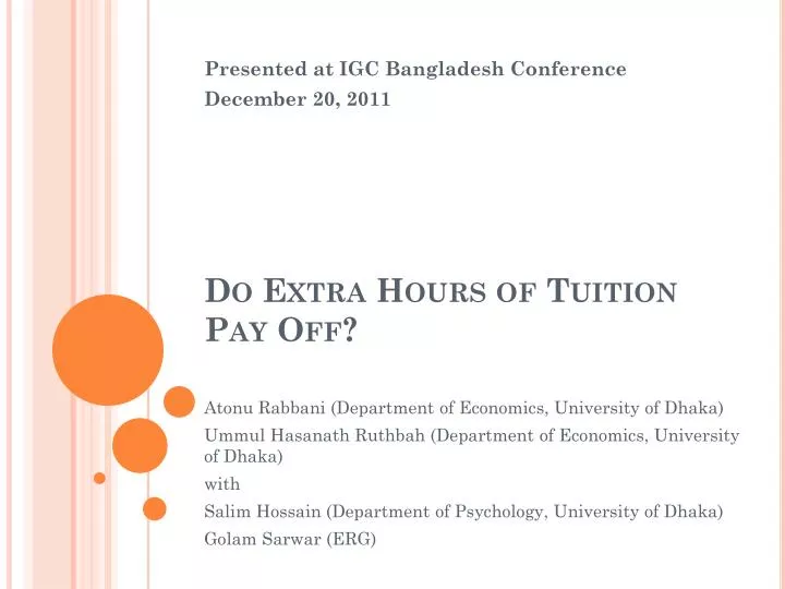 do extra hours of tuition pay off