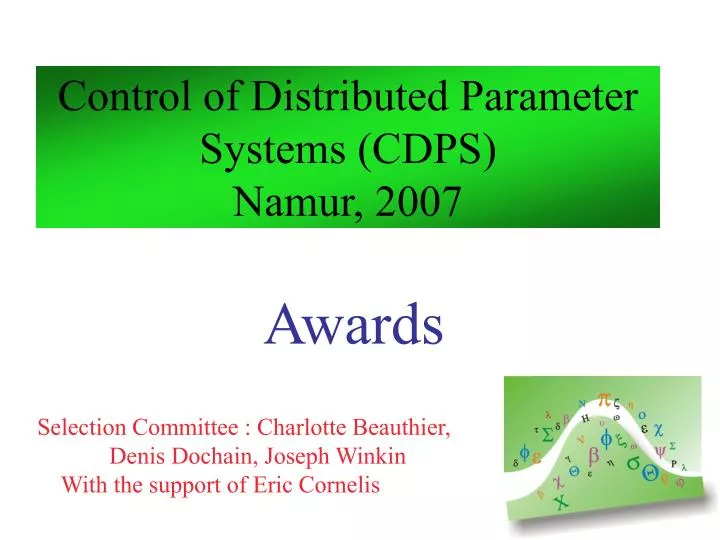 control of distributed parameter systems cdps namur 2007