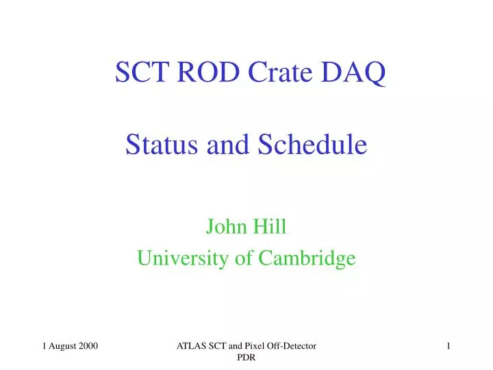 sct rod crate daq status and schedule